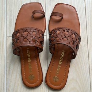 Tori Burch leather basket weave sandal